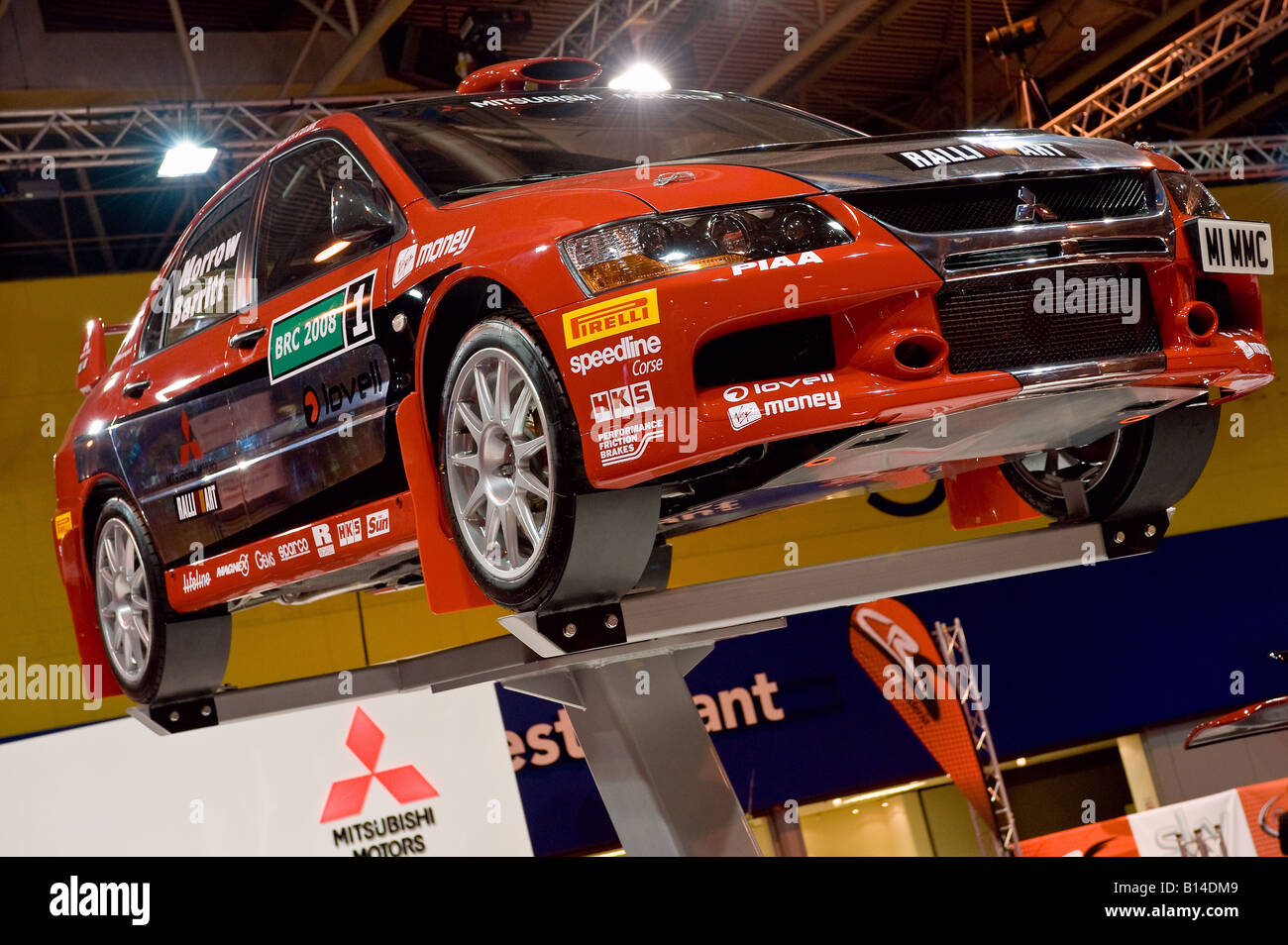 Mitsubishi Lancer Evo rally car, Autosport show Stock Photo Alamy