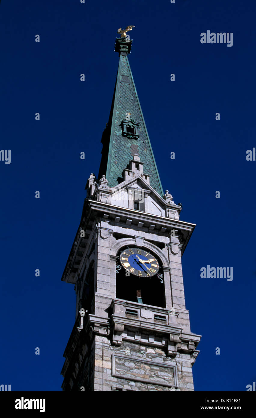 church spire against blue sky, Stock Photo