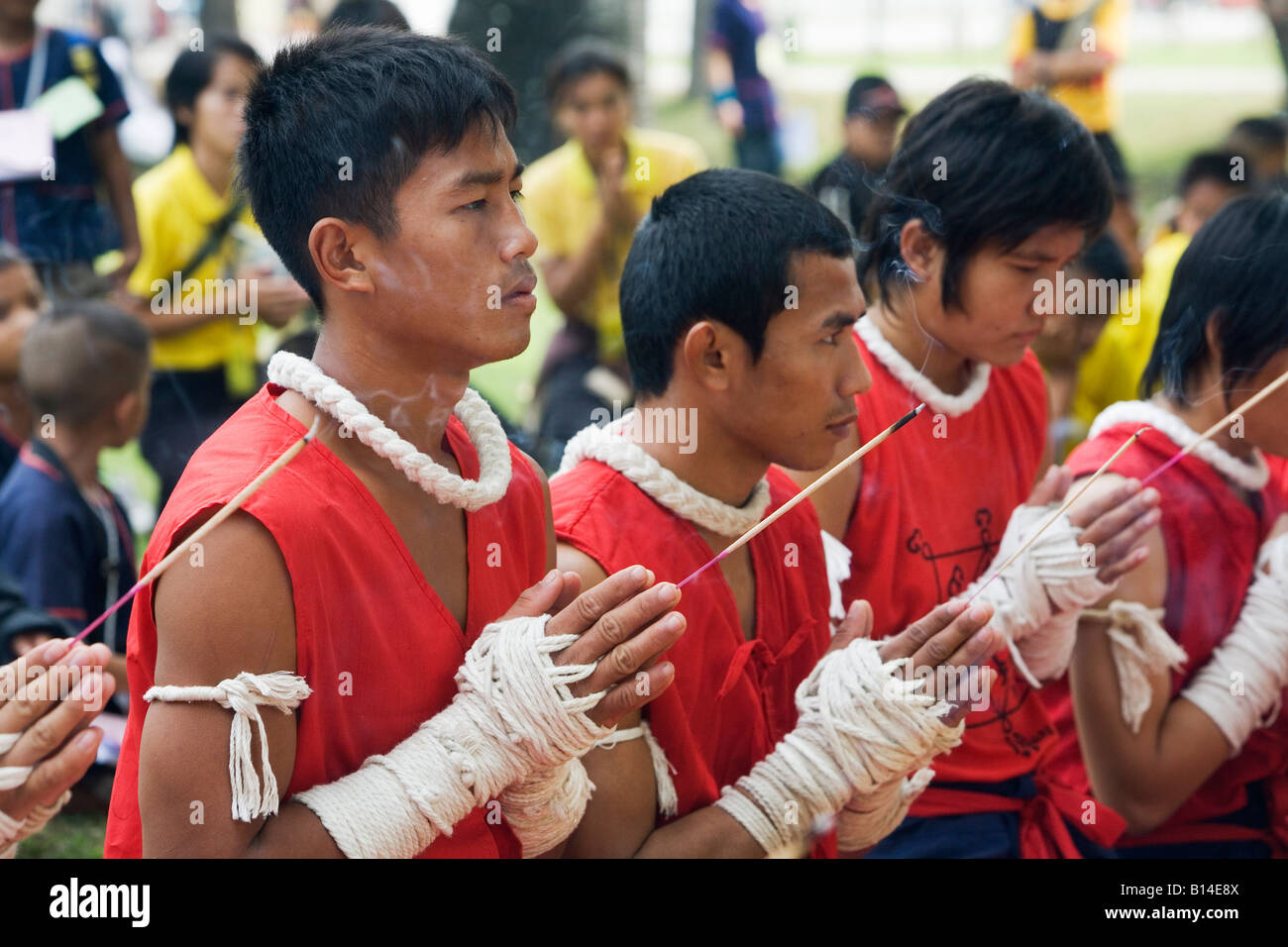 Thai boxers - Sukhothai, Sukhothai province, THAILAND Stock Photo