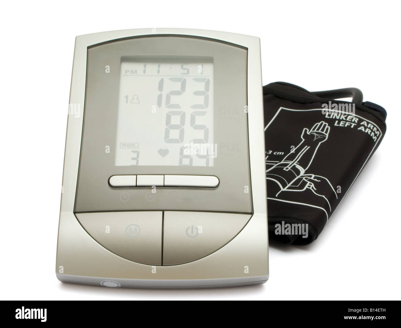 Modern electronic sphygmomanometer (blood pressure measure equipment) isolated on white