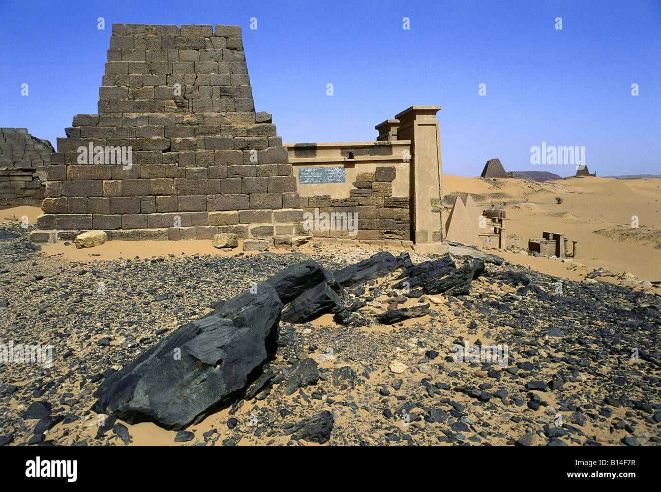 geography / travel, Sudan, Meroe, buildings, pyramids of Meroe, Additional-Rights-Clearance-Info-Not-Available Stock Photo