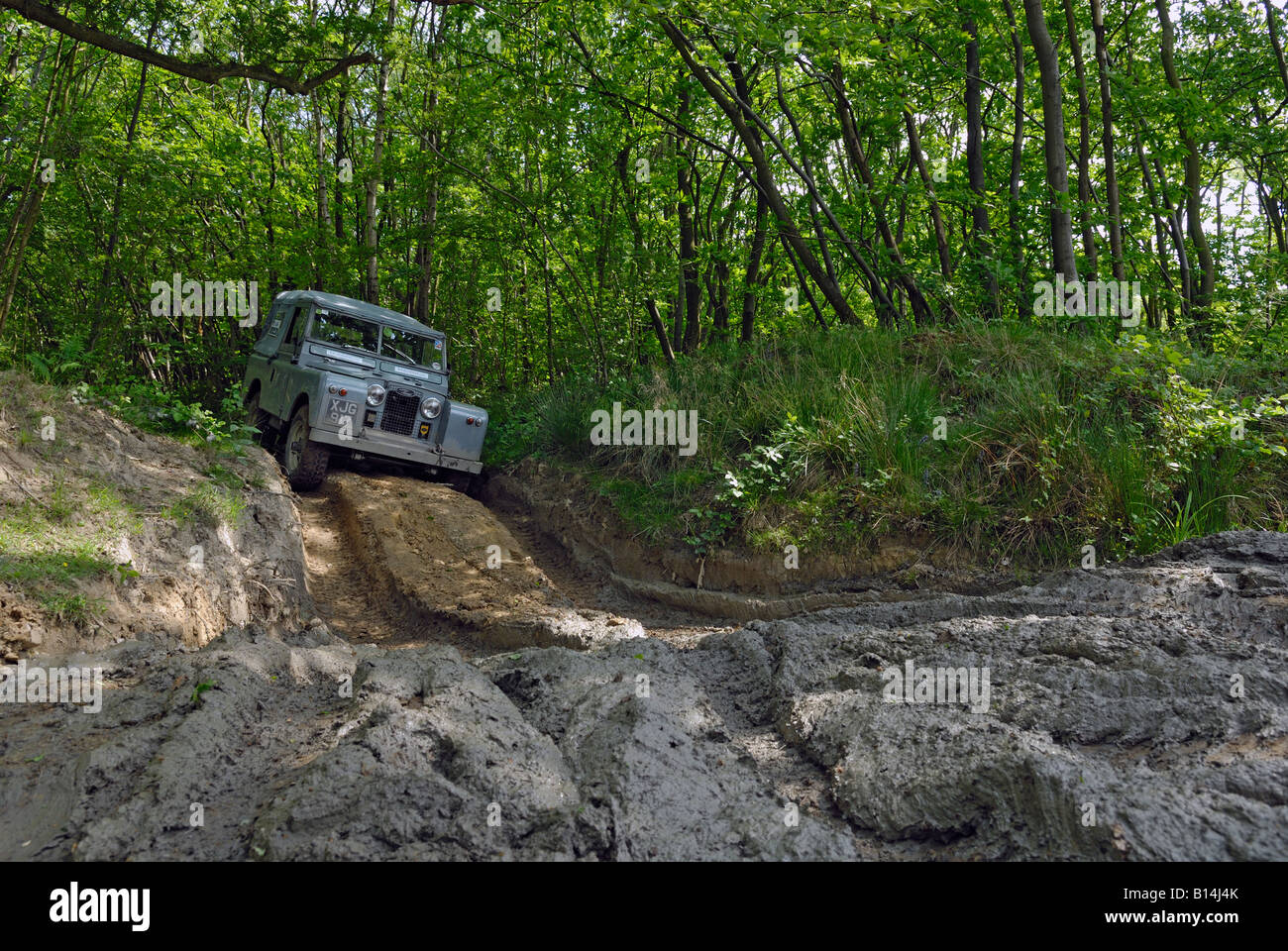 Grey Series 2 Land Rover participating in the ALRC National 2008 RTV Trial. Stock Photo