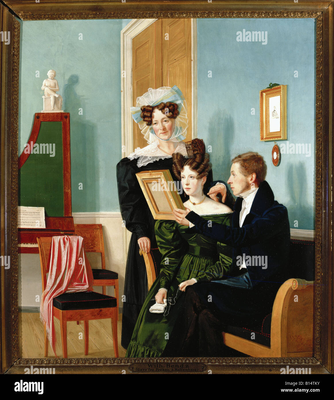fine arts - Bendz, Wilhelm (1804 - 1832), painting 'Die Familie Raffenberg' (Raffenberg family), 1830, oil on canvas, 44 x 39,5 Stock Photo