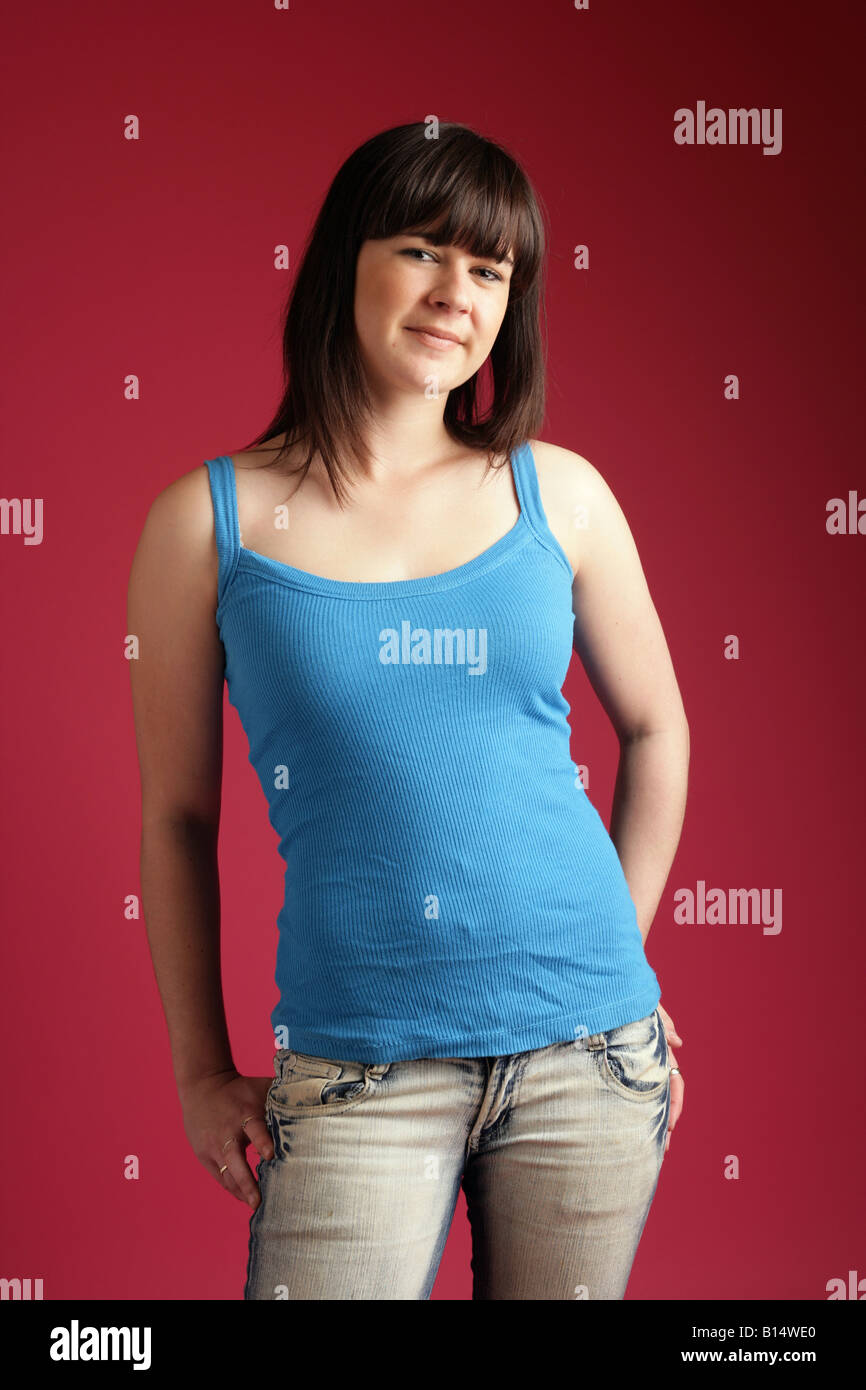 Woman wearing tight blue jeans hi-res stock photography and images - Alamy