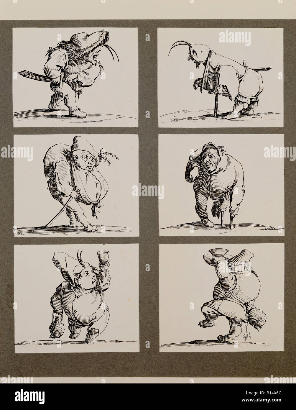 fine arts, Callot, Jacques (1592 - 1635), graphic, dwarfs, 'Varie Figure Gobbi', title, etching, Florence, 1616, private collection, , Artist's Copyright has not to be cleared Stock Photo