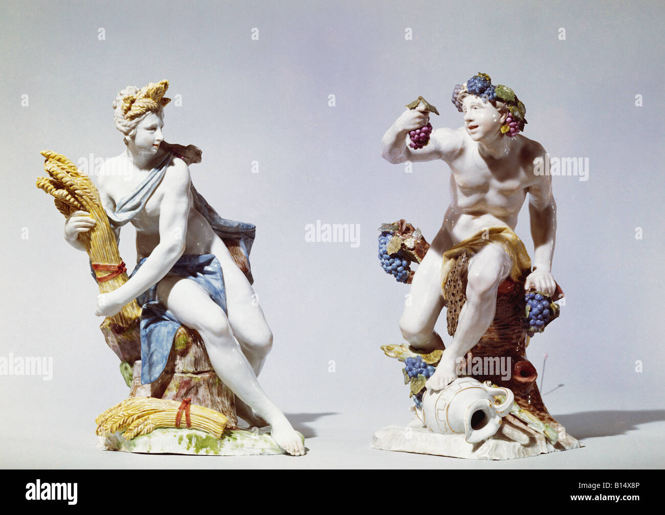 fine arts, Auliczek, Dominikus, 1.8.1734 - 15.4.1804, sculptures, 'Summer and Autumn', circa 1770, porcelain, Bavarian National Museum, Munich, Germany, Artist's Copyright has not to be cleared Stock Photo