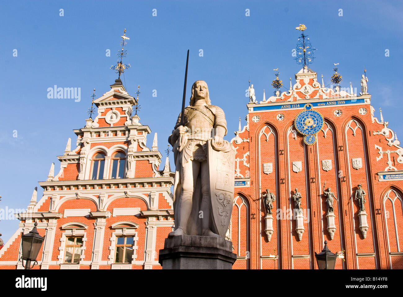 Statue of Knight Roland in front of the House of the Blackheads