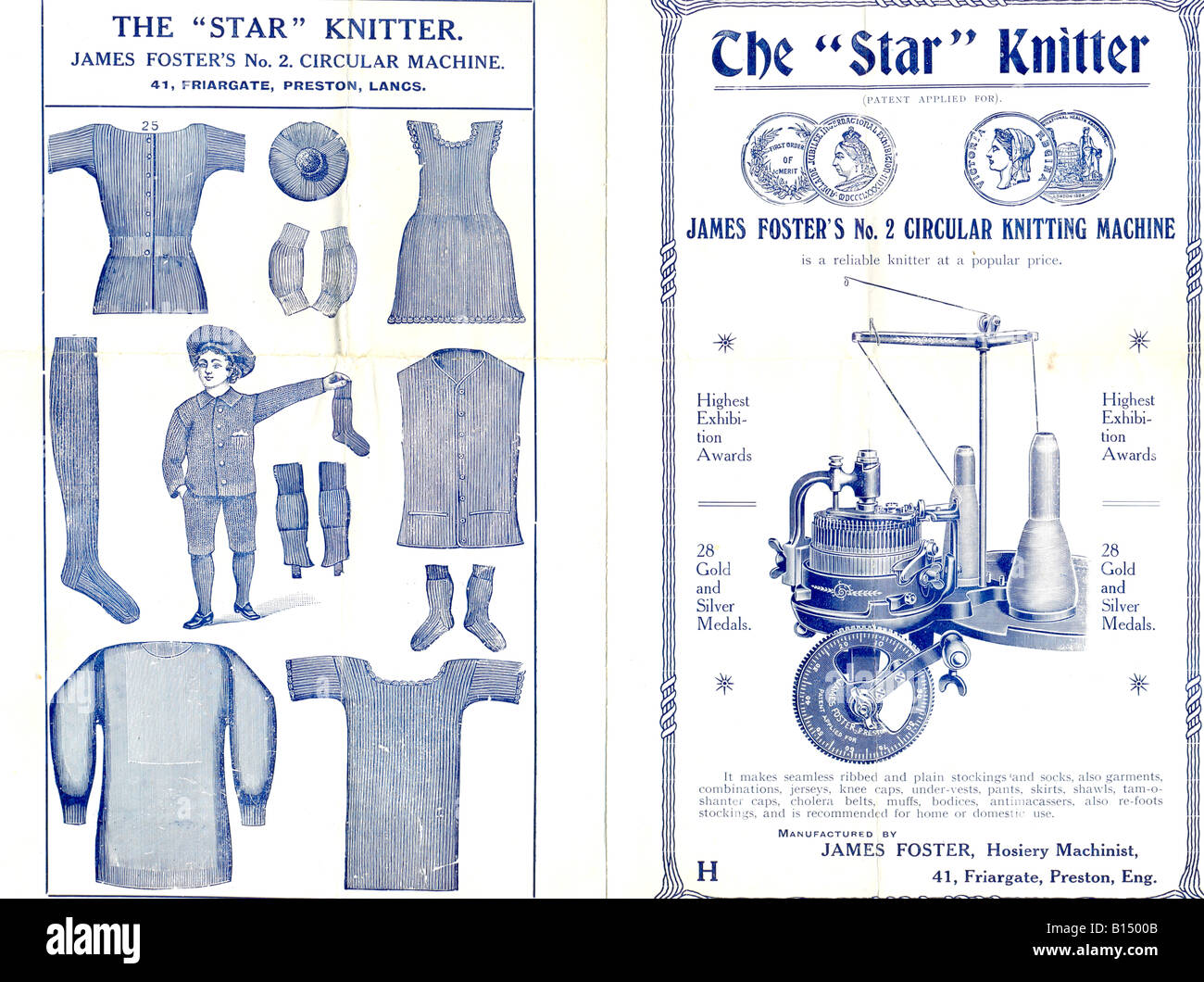 Advertising leaflet for The 'Star' Knitter circa 1890 Stock Photo