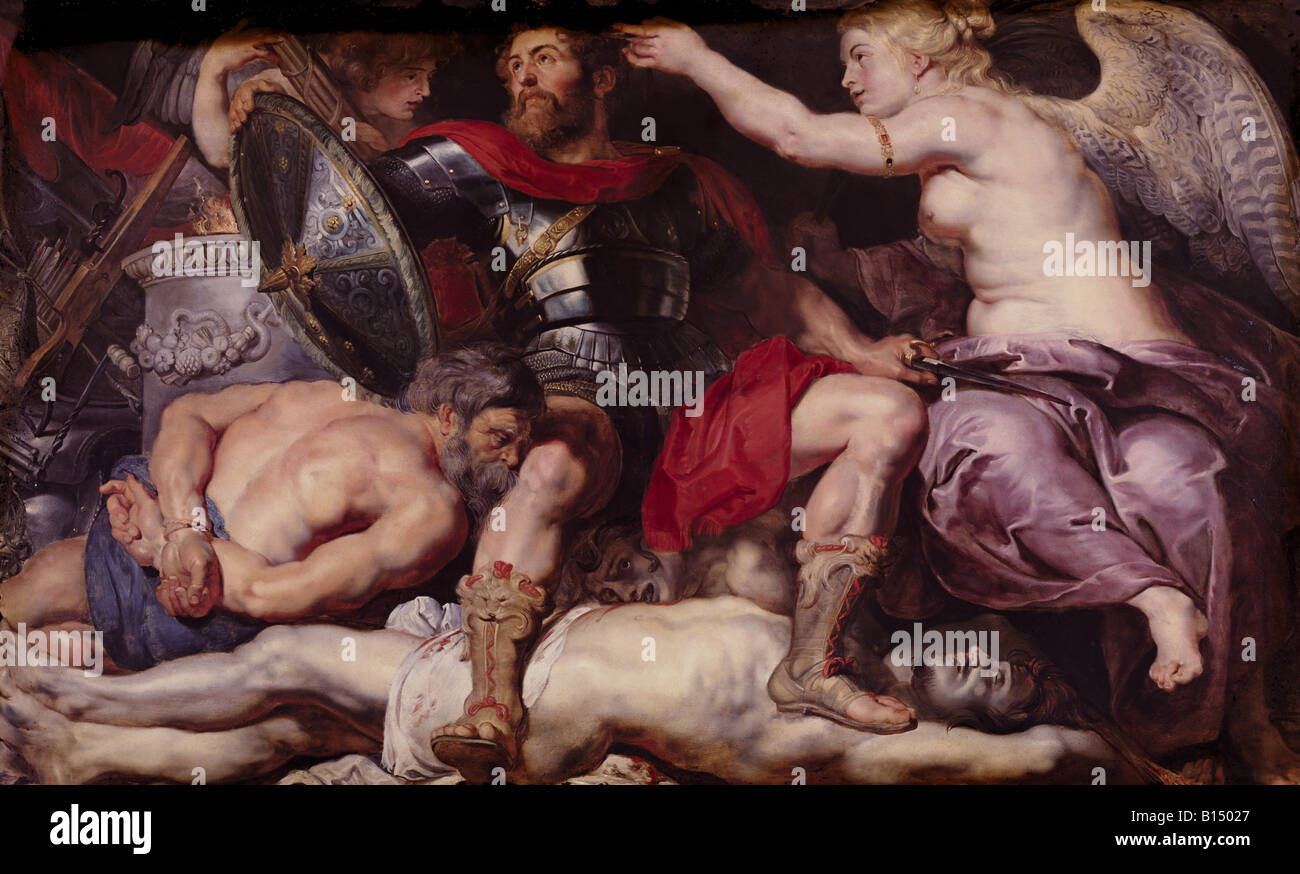 fine arts, Rubens, Peter Paul  28.6.1577 - 30.5.1640, painting, 'The triumph of victory', circa 1614, oil on oak panel, 161 cm x 236 cm, state museum, Kassel, Germany, Artist's Copyright has not to be cleared Stock Photo