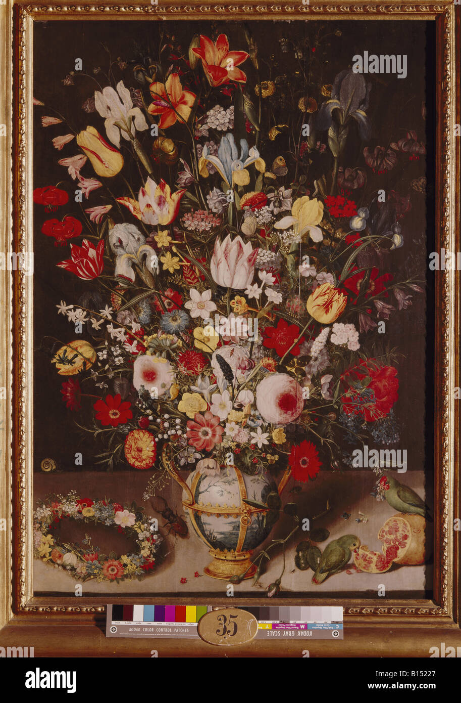 fine arts, Binoit, Peter, (1560 - 1632), painting, 'Vase with Flowers', Pommersfelden, Germany, circa 1620, Artist's Copyright has not to be cleared Stock Photo