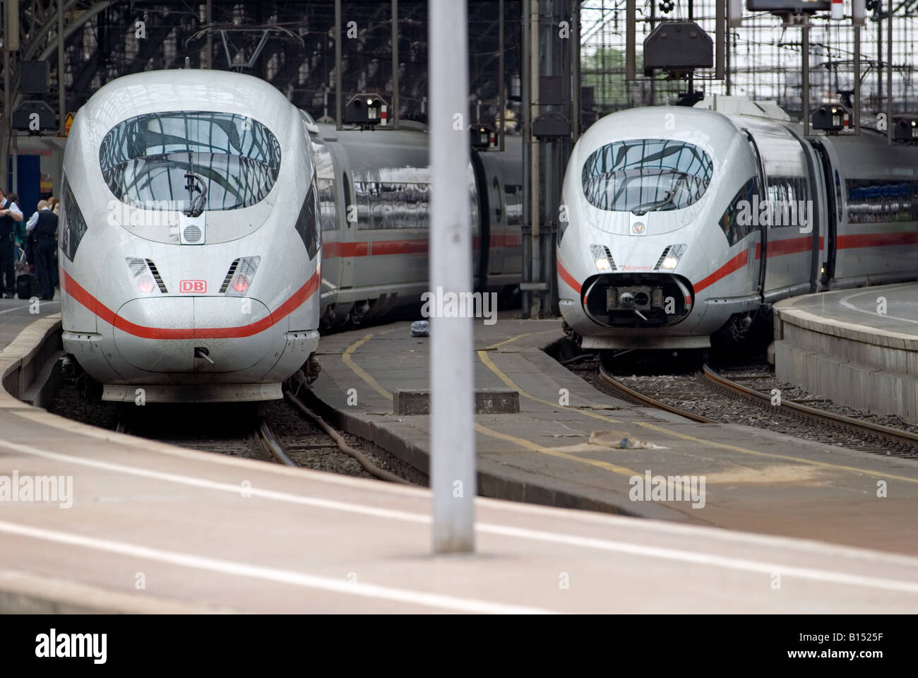 German Railway High-Speed Express trains (ICE), Cologne main station, North Rhine Westphalia, Germany. Stock Photo