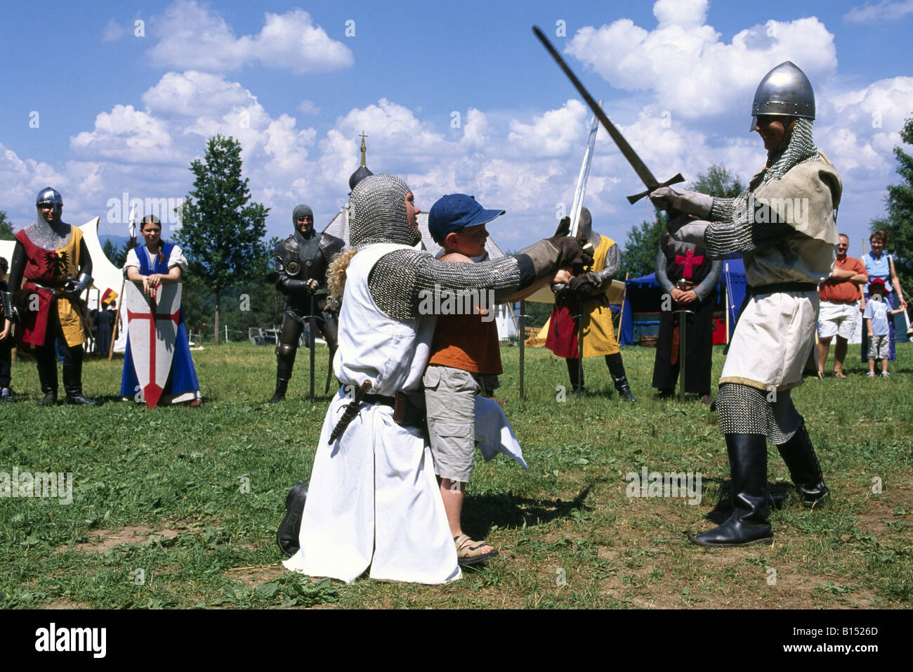 Kids at the Knights Festival at Weissenstein Castle Bavarian Forest Bavaria Germany Stock Photo