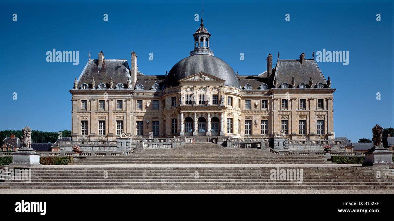 Vaux-le-Vicomte, Chateau, vue du parc, Totale Gartenfront Stock Photo