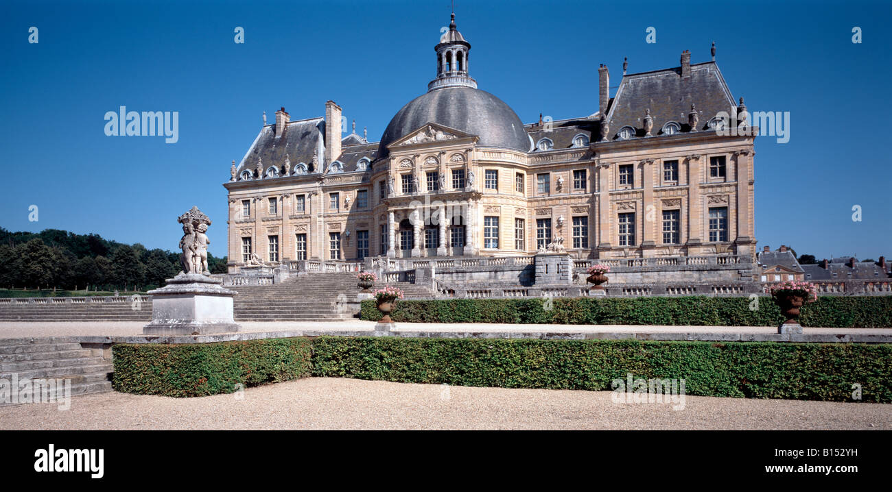 Vaux-le-Vicomte, Chateau, vue du parc, Totale Gartenfront Stock Photo