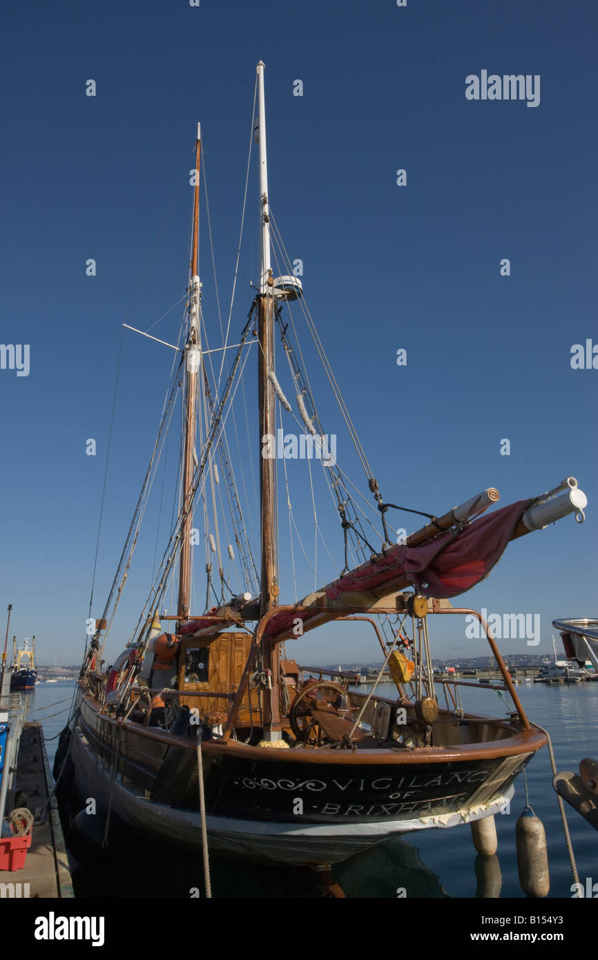 Boats from the Heritage Fleet of tall ships based in Brixham Harbour Stock Photo