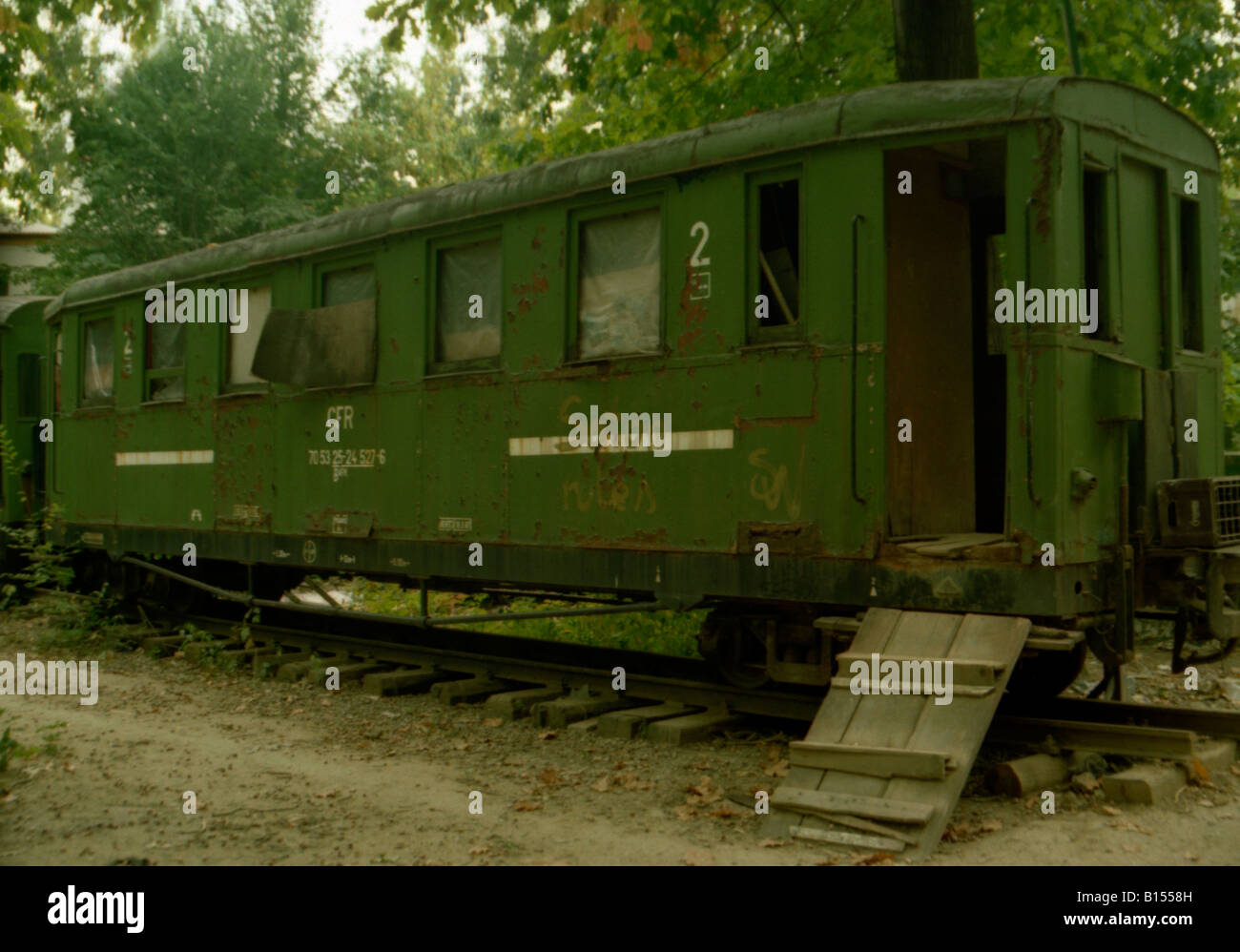 Old rusty rail wagon Stock Photo