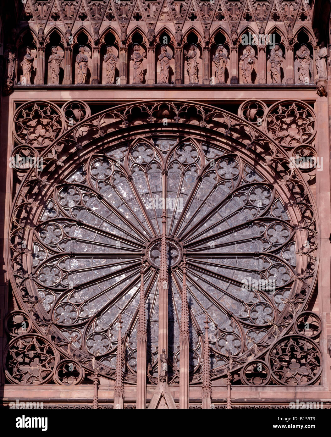 Straßburg, Strasbourg, Kathedrale, Cathedrale, Fassade, Facade ouest, Detail rosace/Fensterrose Stock Photo