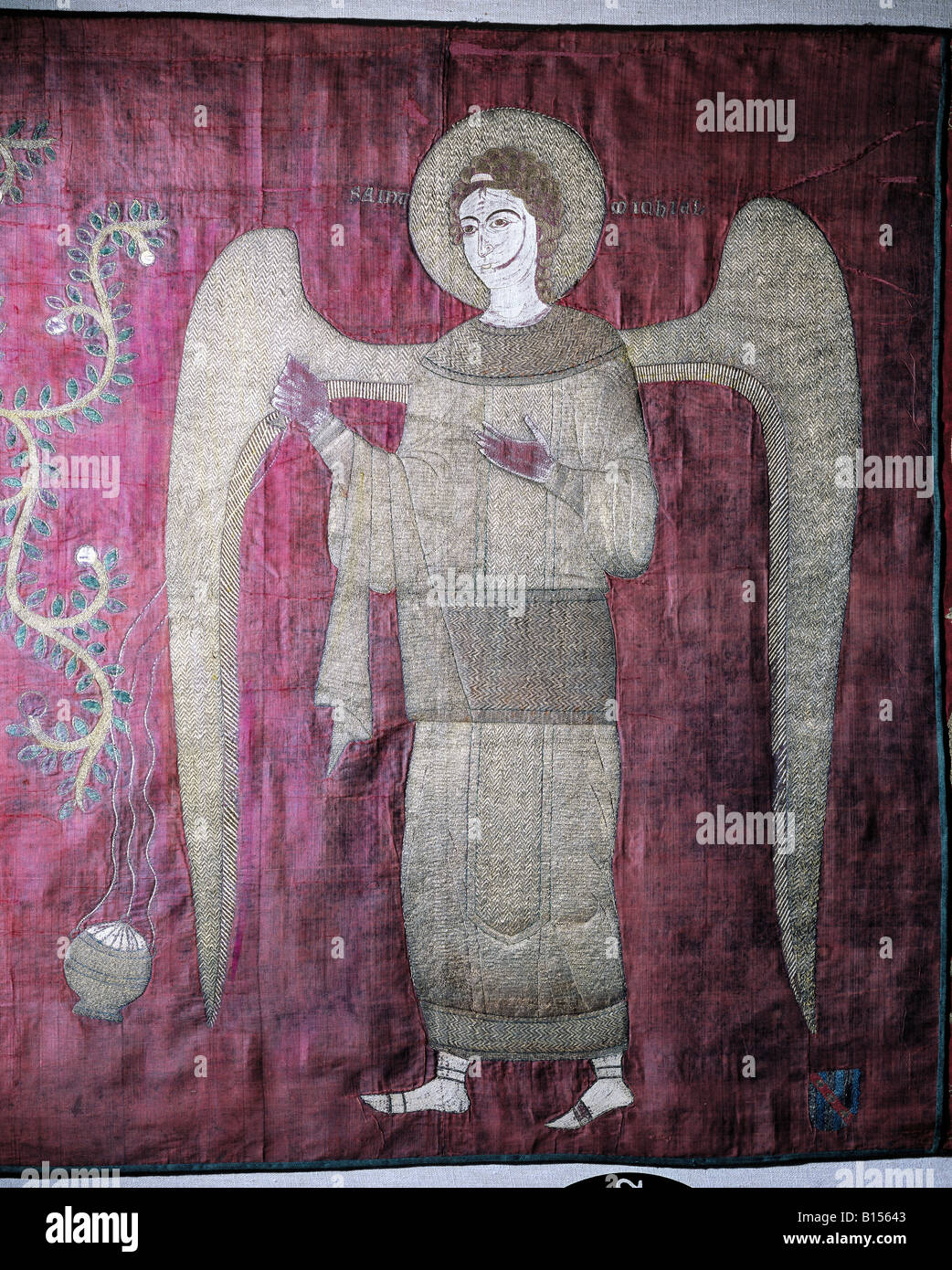fine art, religious art, altars, antependium of Grandson, silk embroidery, Greek master, 12th/13th century, detail, Historic Museum Bern, , Artist's Copyright has not to be cleared Stock Photo