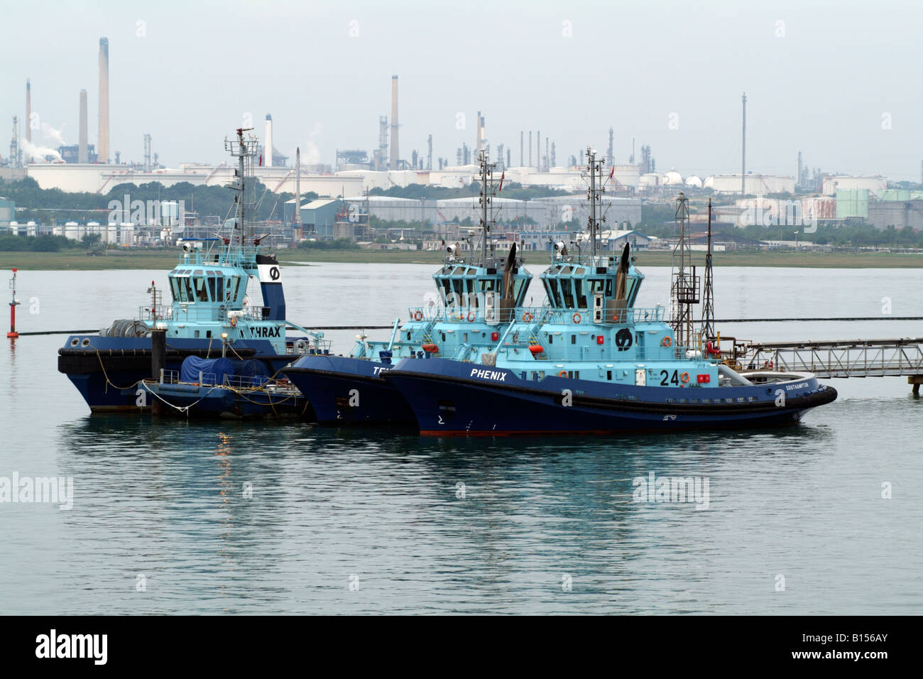 Ocean going berthing tugs on Southampton Water England UK Stock Photo