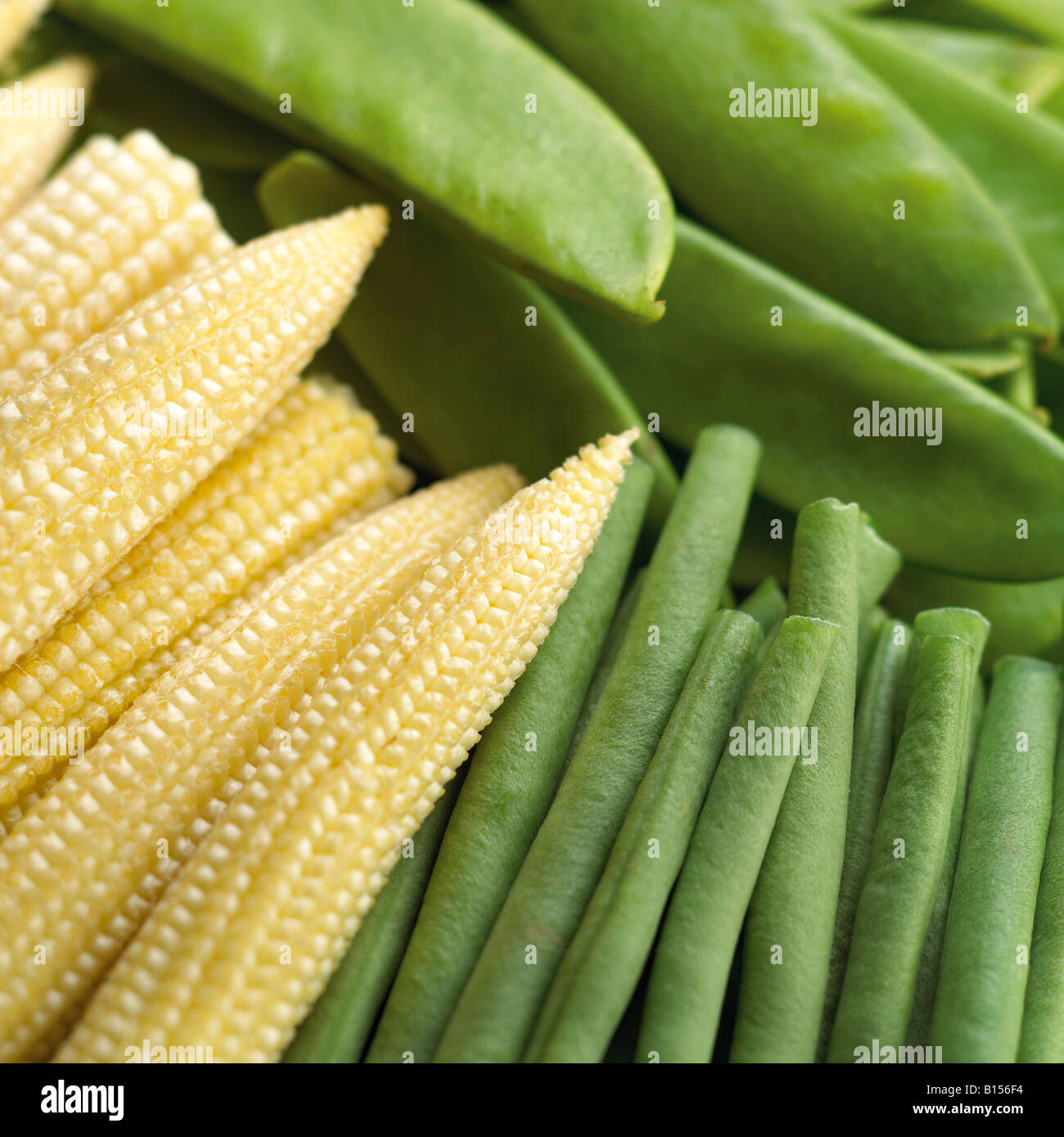 baby corn fine and green beans Stock Photo Alamy