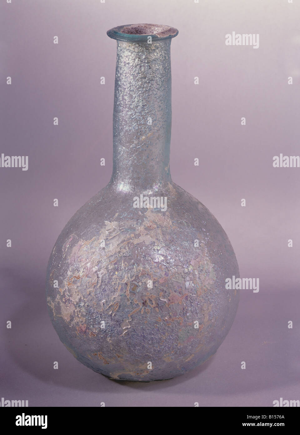 fine arts, ancient world, Roman Empire, glass, bottle for oil, Rhineland, 2nd/3rd century AD, private collection, , Artist's Copyright has not to be cleared Stock Photo