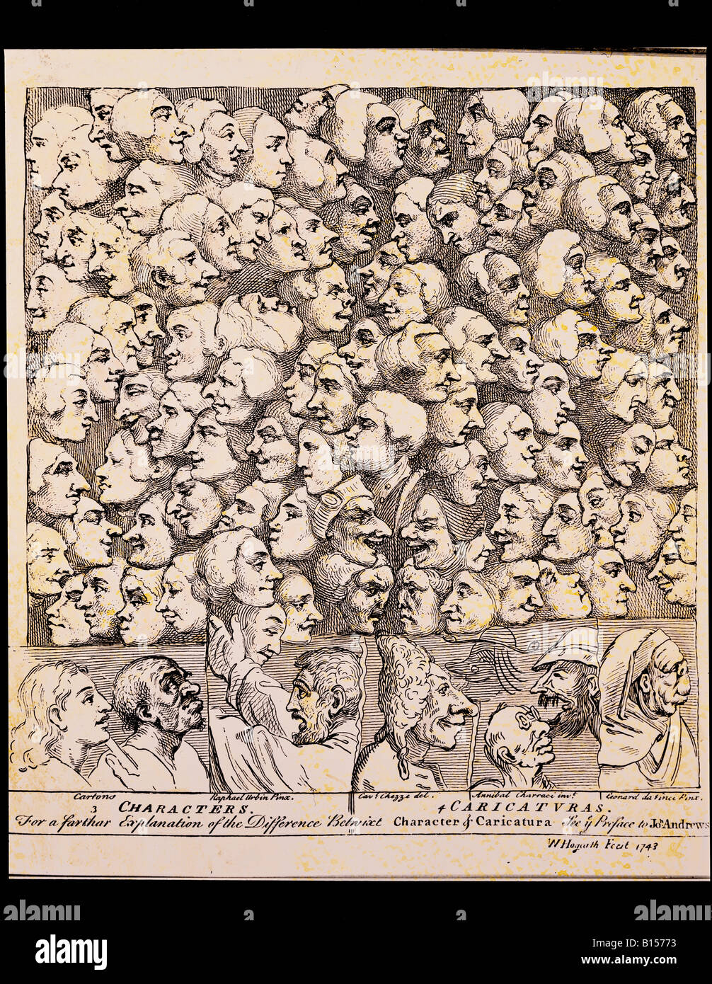 fine arts, Hogarth, William (1697 - 1764), graphic, etching, 'Characters and Caricaturas', England, 1743, private collection, Artist's Copyright has not to be cleared Stock Photo