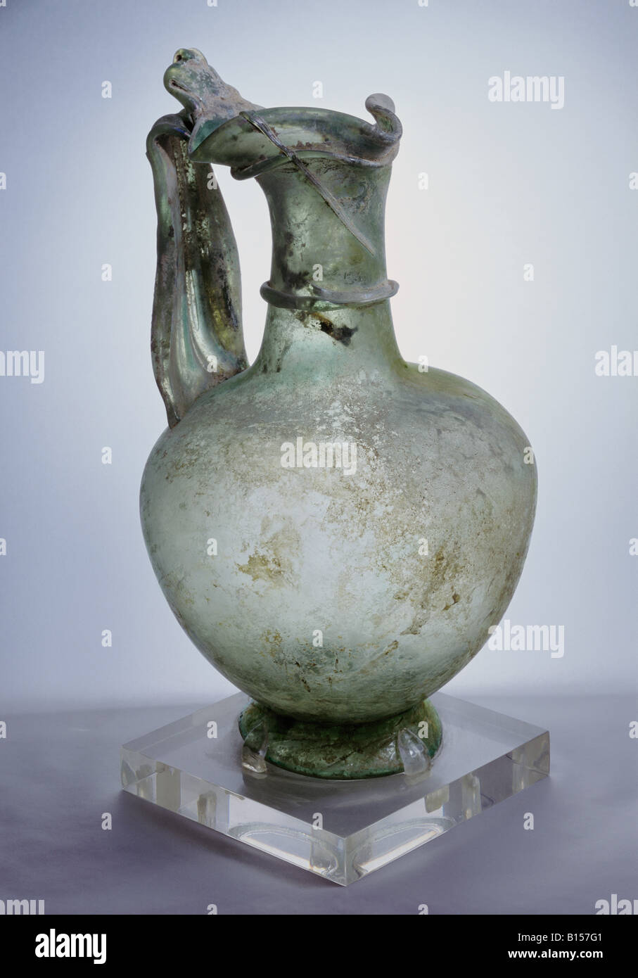 fine arts, ancient world, Roman Empire, glass, wine jar, Syria,  2nd/3rd century AD, private collection, , Artist's Copyright has not to be cleared Stock Photo