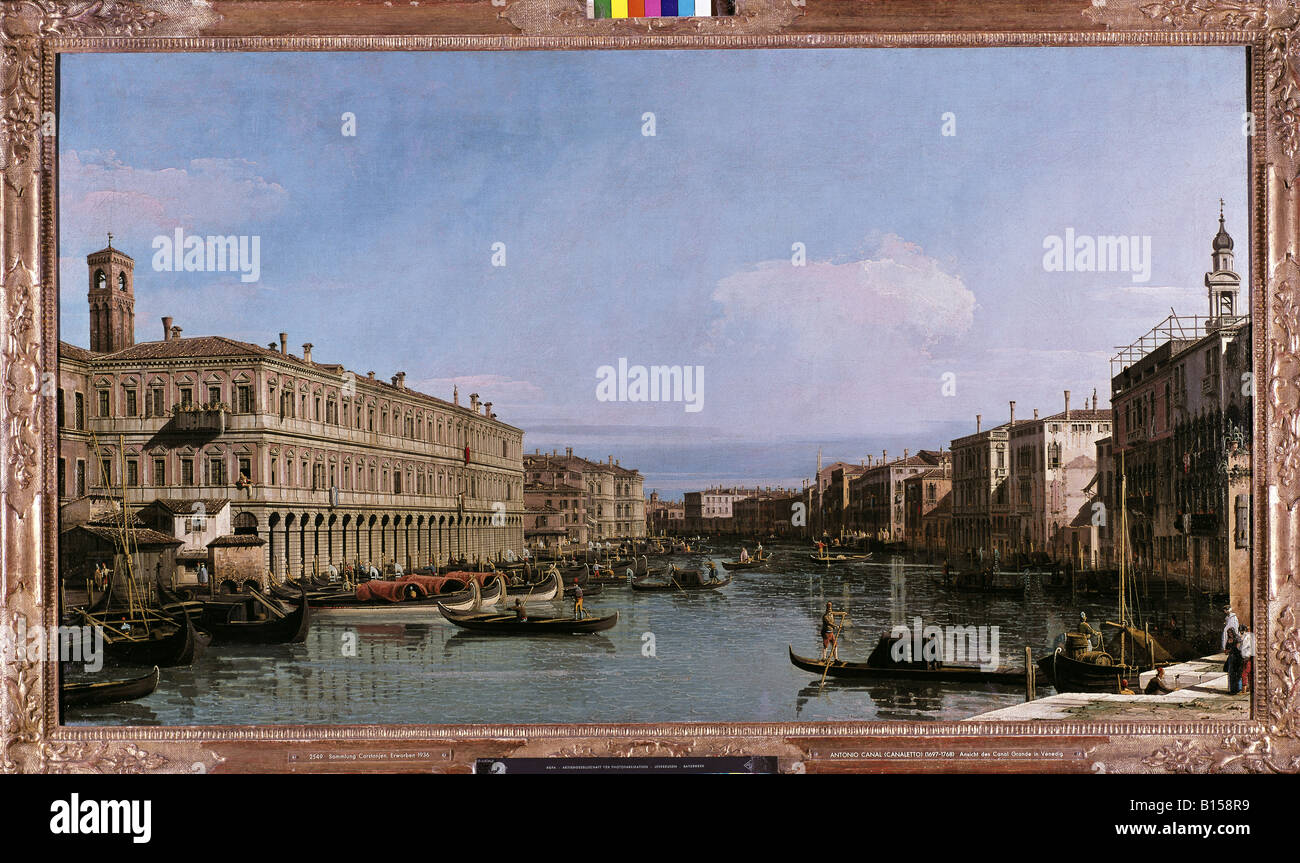 fine arts, Canal, Giovanni Antonio, alias Canaletto (1697 - 1768), painting, 'Canal Grande', oil on canvas, 129 x 72 cm, Wallraff-Richartz-Museum, Cologne, Germany, Artist's Copyright has not to be cleared Stock Photo