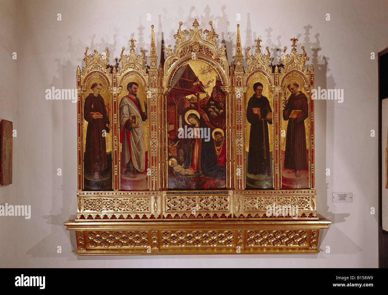 religious art, brith of Christ, altar by Giovanni di Alamagna, circa 1445, National Gallery, Prague, , Artist's Copyright has not to be cleared Stock Photo