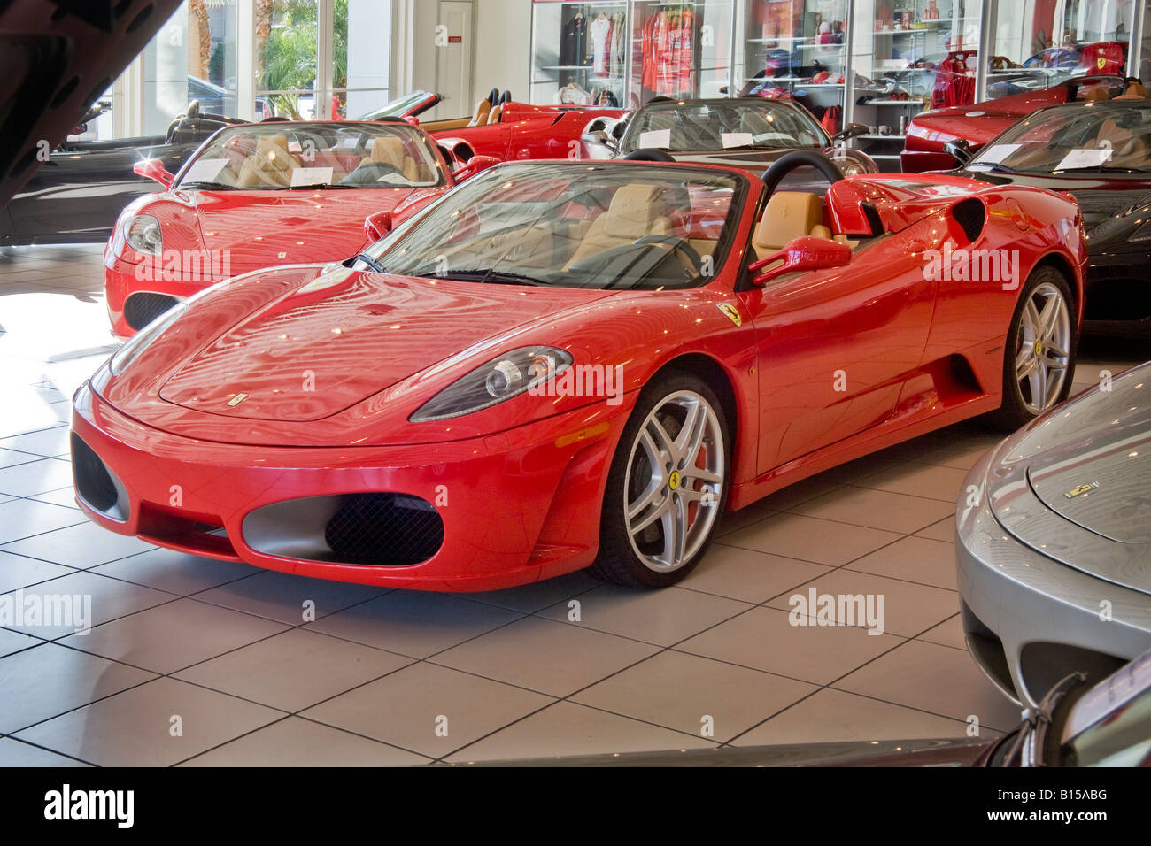 A 2008 Ferrari Model 460 in a Newport Beach CA dealer s showroom Price is 304 000 Stock Photo