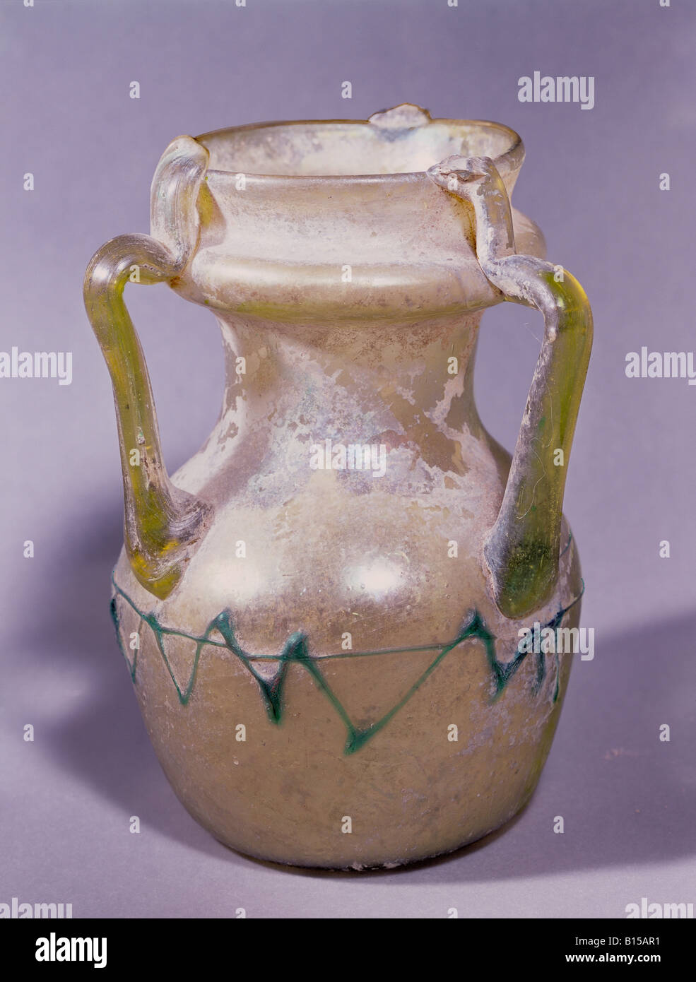 fine arts, ancient world, Roman Empire, glass, mug, Syria, 2nd/3rd century AD, private collection, , Artist's Copyright has not to be cleared Stock Photo