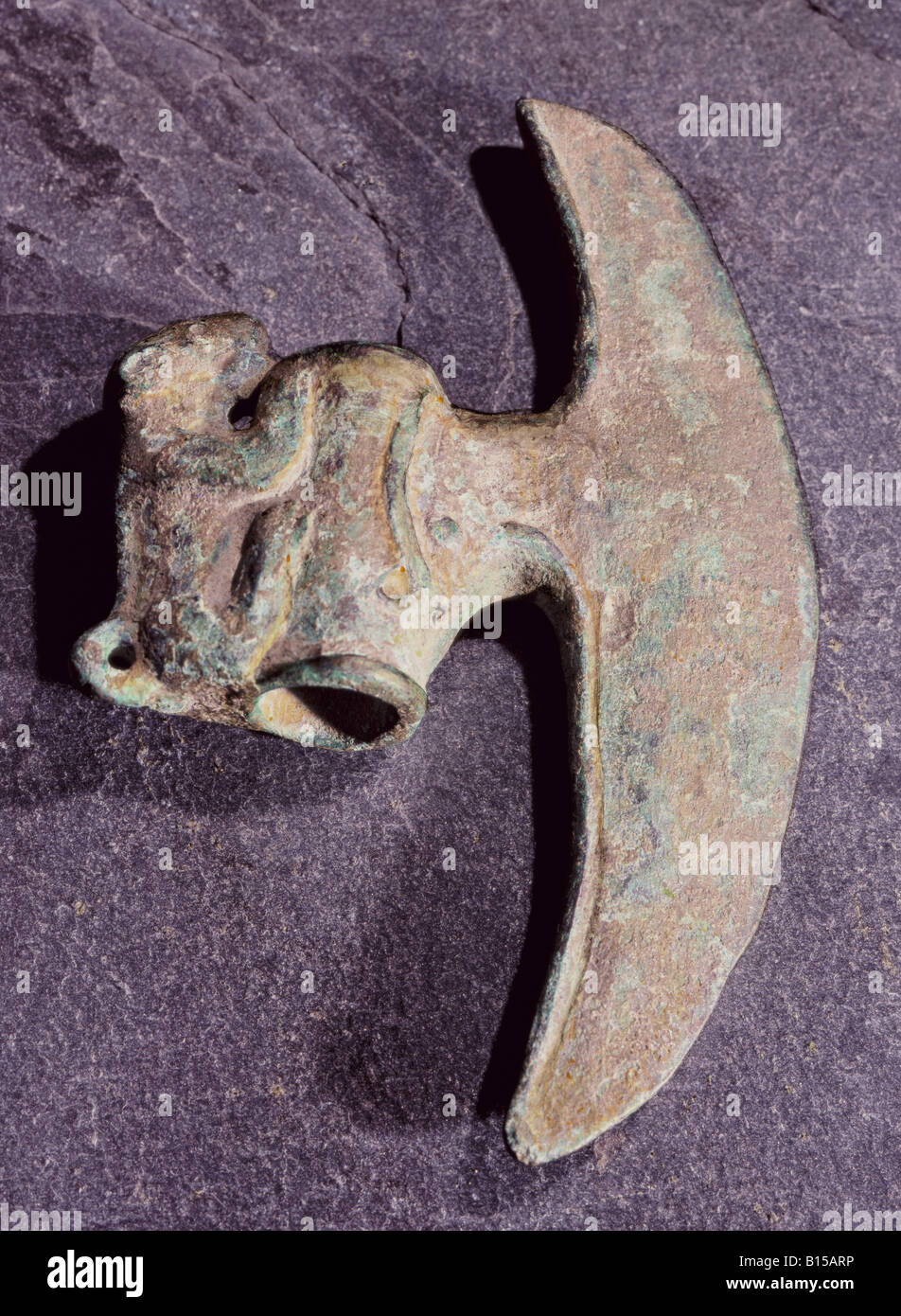 fine arts, ancient world, Lorestan, sculpture, hatchet with wild cat  bronze, 8th/7th century BC, Jagdmuseum, Munich, , Artist's Copyright has not to be cleared Stock Photo
