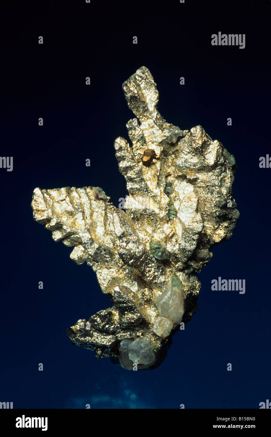 Natural Silver with Copper and Calcite, by Mark A. Schneider/Dembinsky Photo Assoc Stock Photo