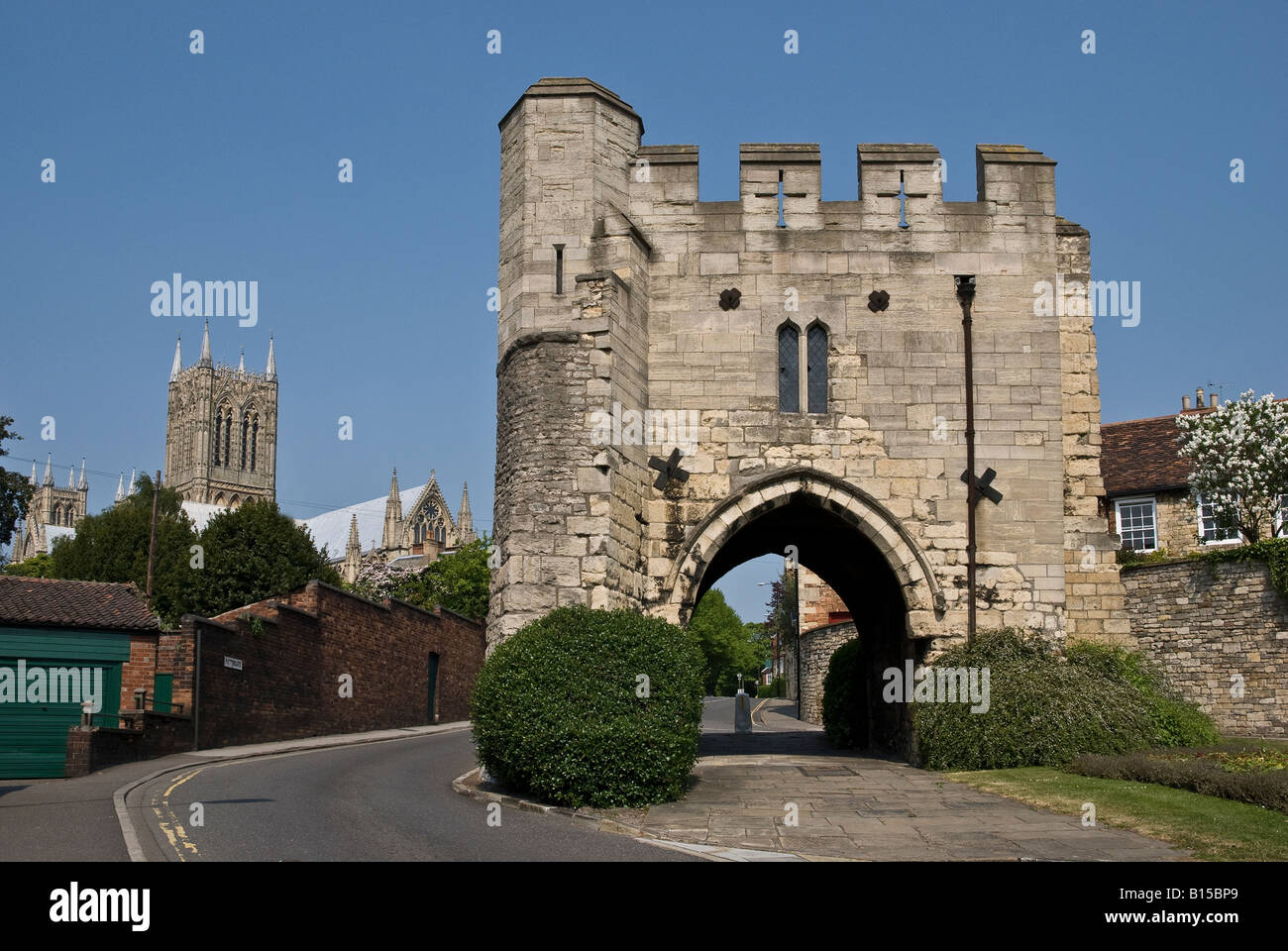 Pottergate and Cathedral Lincoln UK Stock Photo