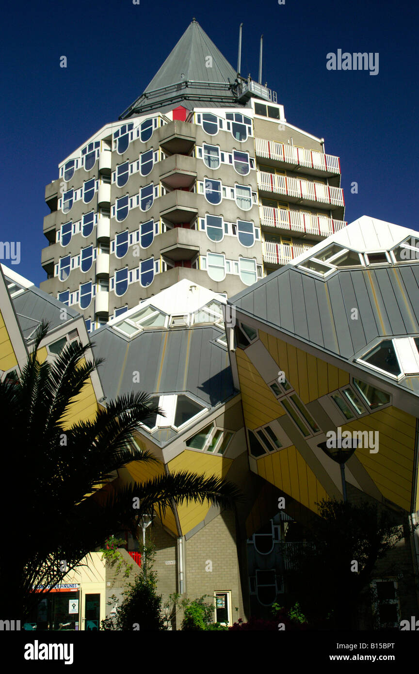 Rotterdam Blaak cubic house art architecture modern dwelling  summer blue sky, Netherlands Stock Photo