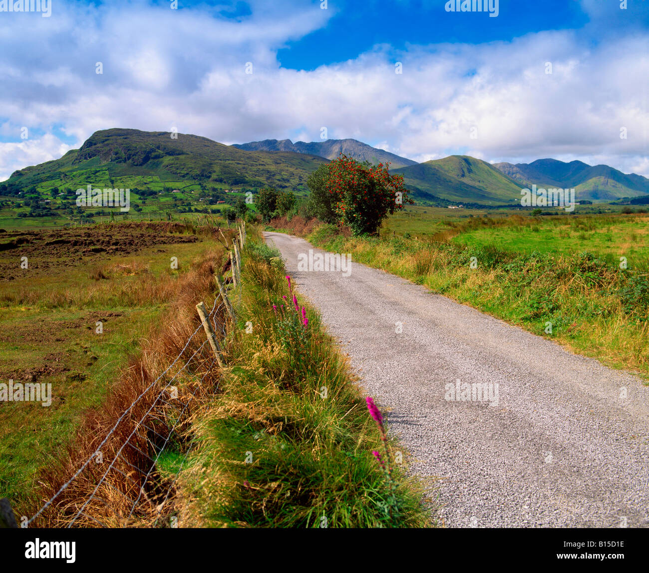 Country road near Maam Cross, Co Galway, Ireland Stock Photo