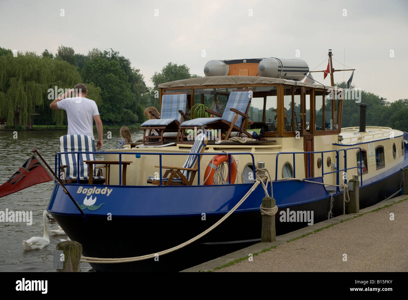 barge,river,summer,holiday,boating,cannal,bbq Stock Photo