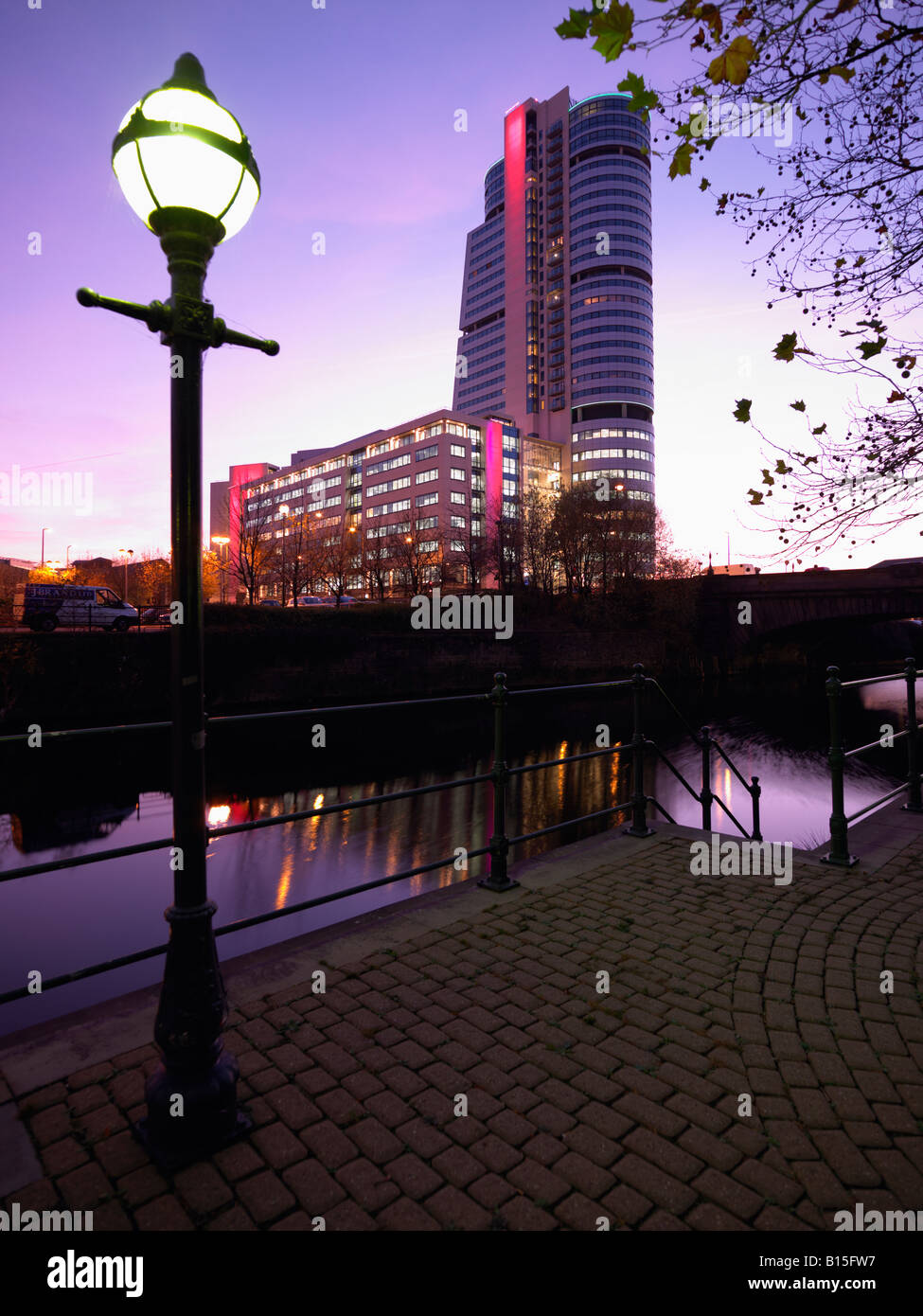 Leeds Liverpool Canal with Bridgewater Place behind, Leeds City Centre, West Yorkshire England UK Stock Photo
