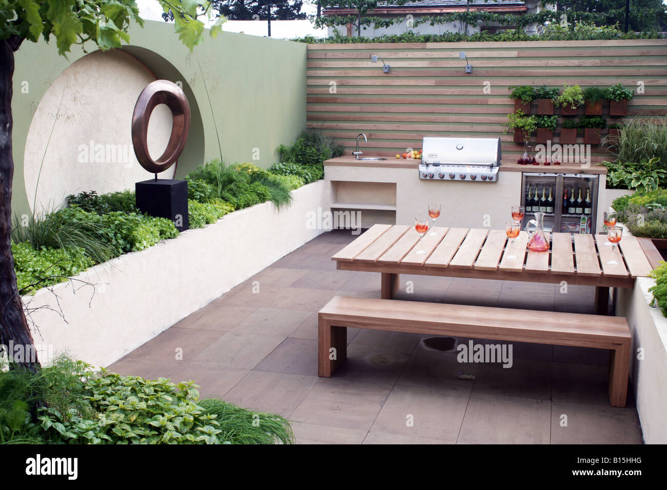 outdoor kitchen in Paul Martin Garden Bloom 2008 Stock Photo