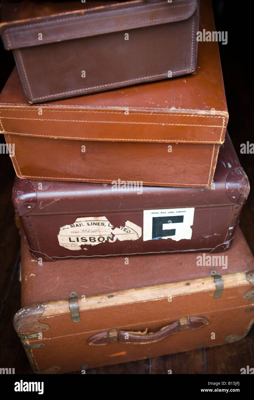 Set of vintage leather cases hires stock photography and images Alamy
