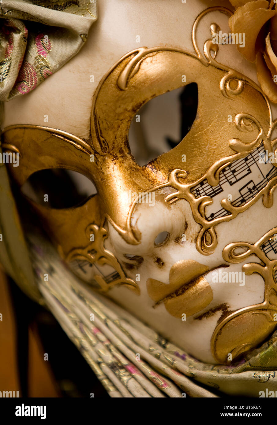 Classic Venetian gilded carneval mask Stock Photo