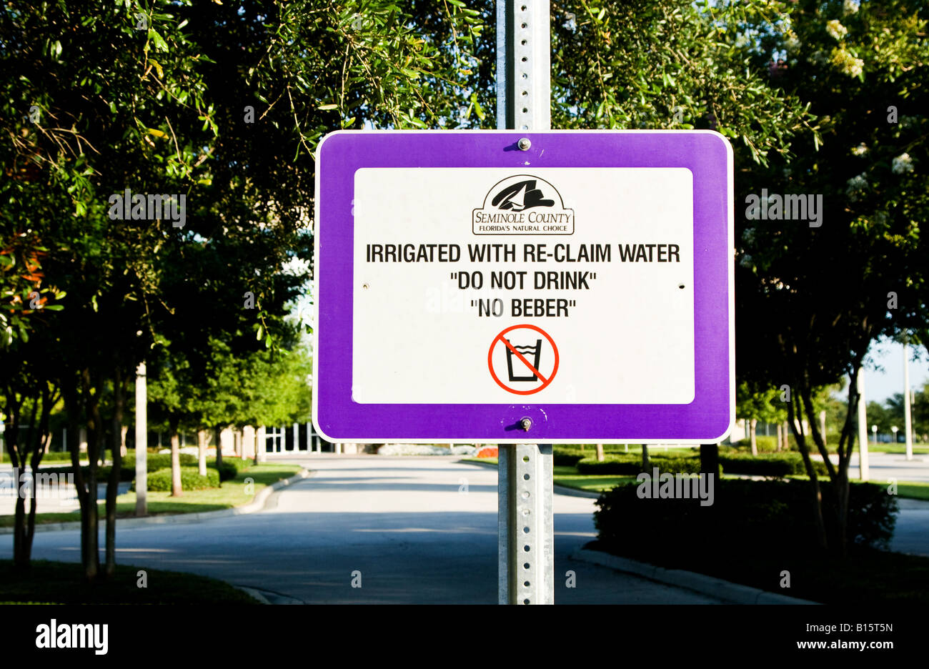 Sign about water quality by an industrial park in Lake Mary, Florida Stock Photo