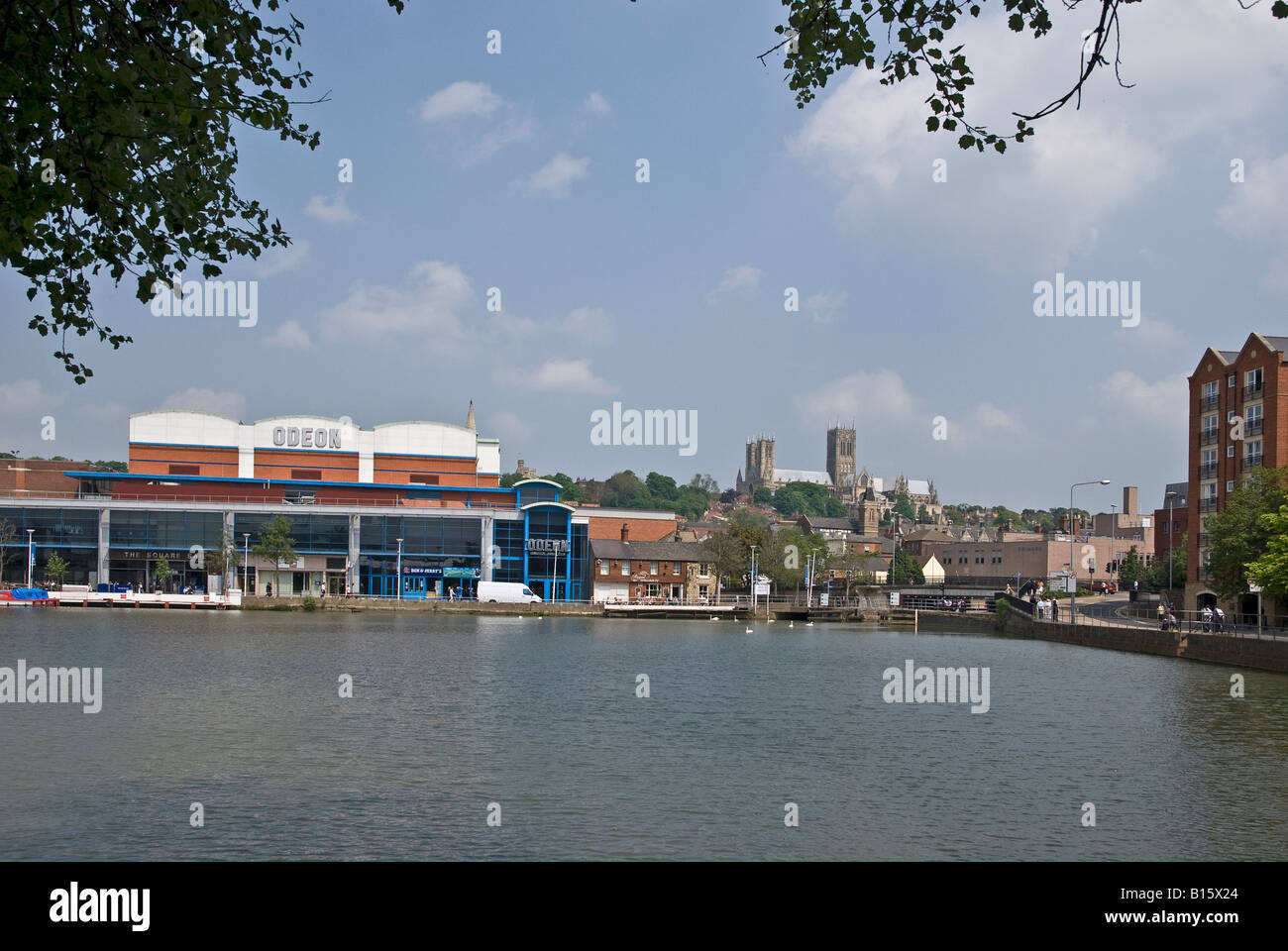 Waterfront and Cathedral from Brayford Pool Lincoln UK Stock Photo
