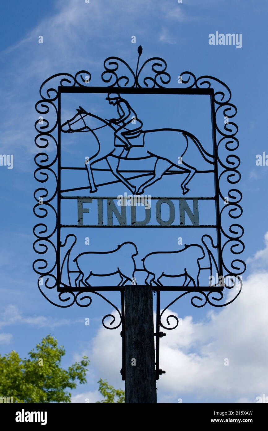Findon Village sign, Findon West Sussex England Stock Photo
