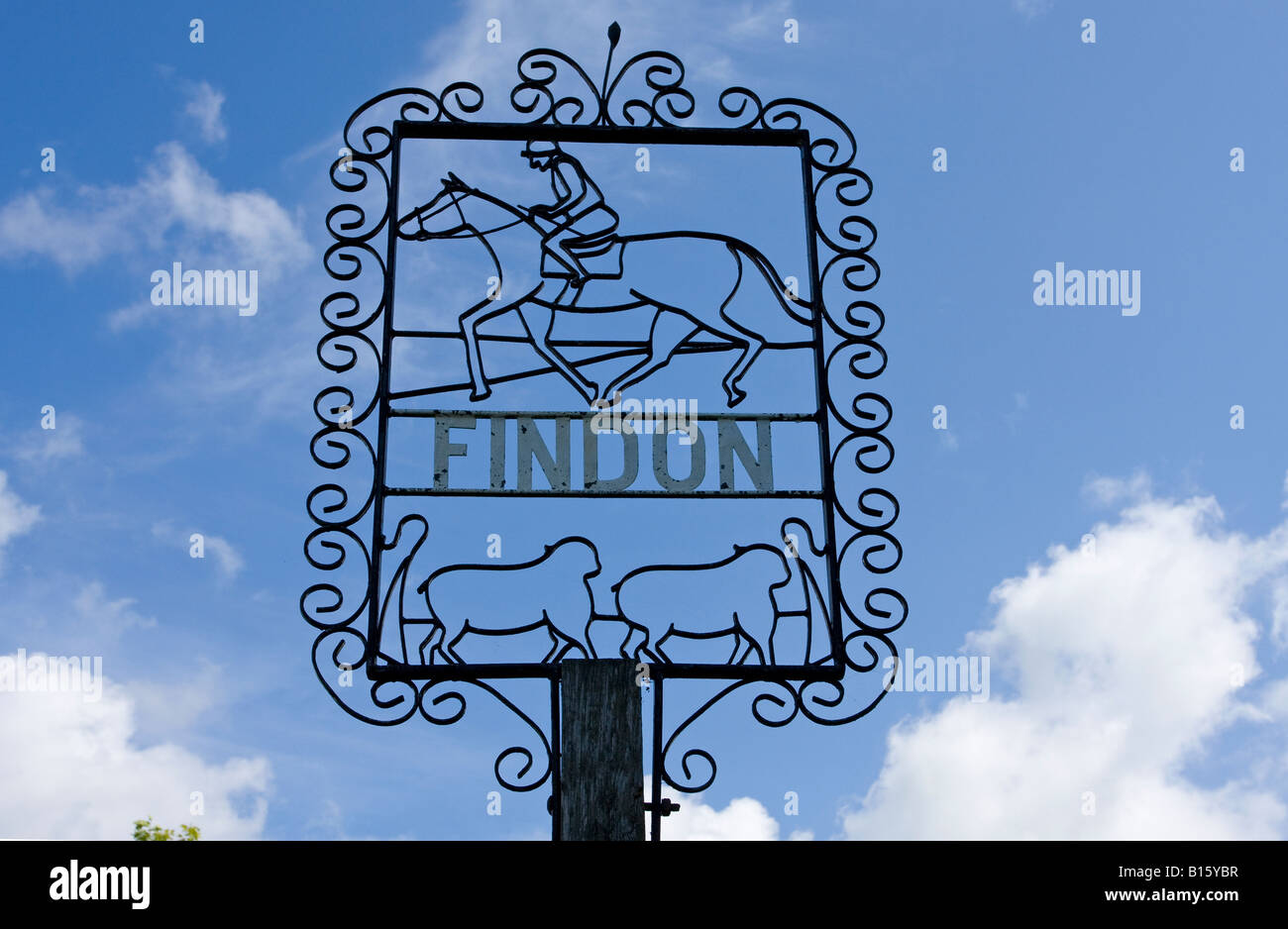 Findon Village sign, Findon West Sussex England Stock Photo