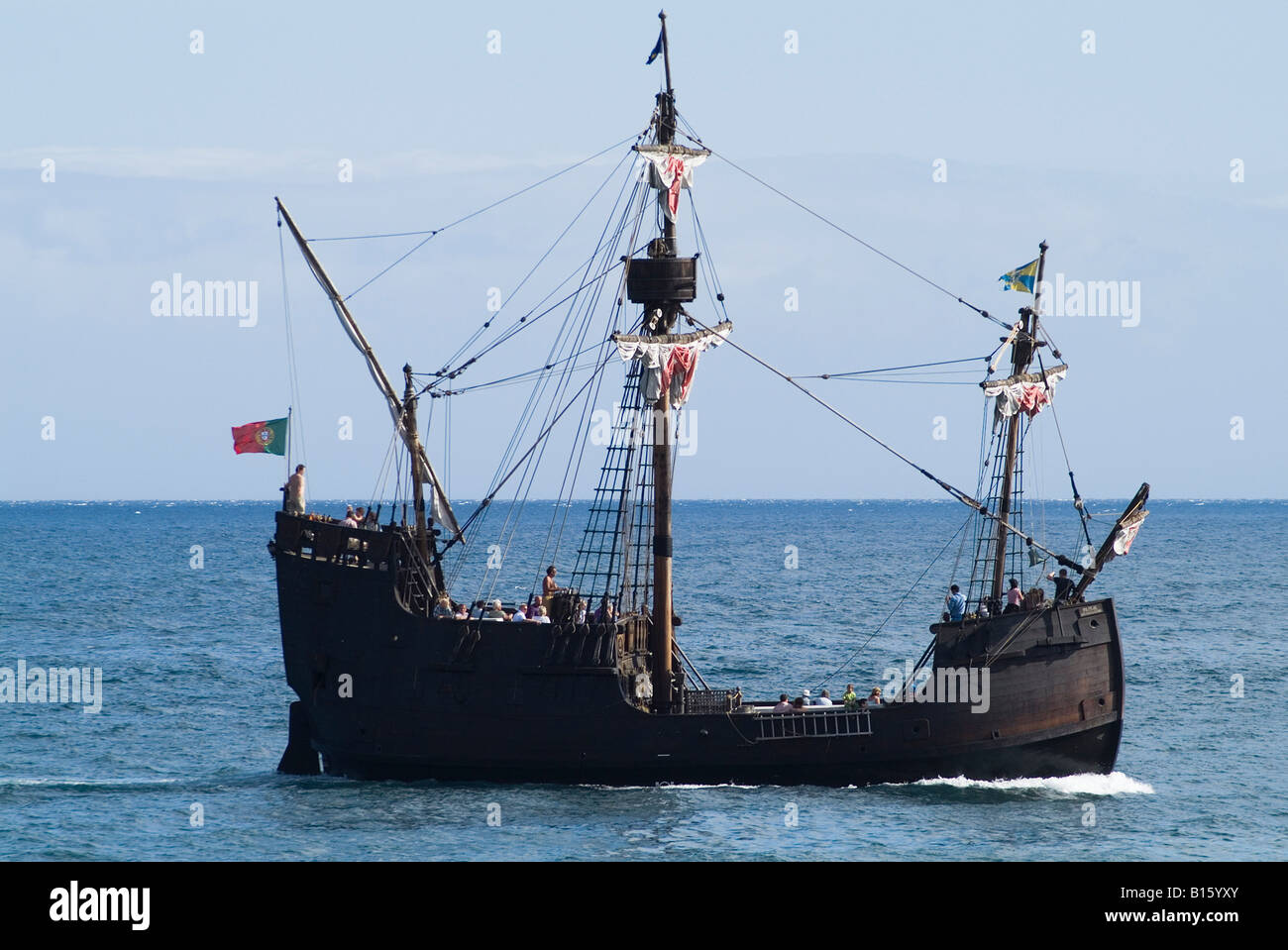dh  FUNCHAL MADEIRA Santa Maria galleon replica tourist trip visitor attraction ship Stock Photo