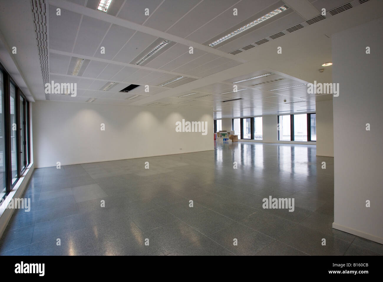 A newly built office building, prior to being fitted out. Stock Photo