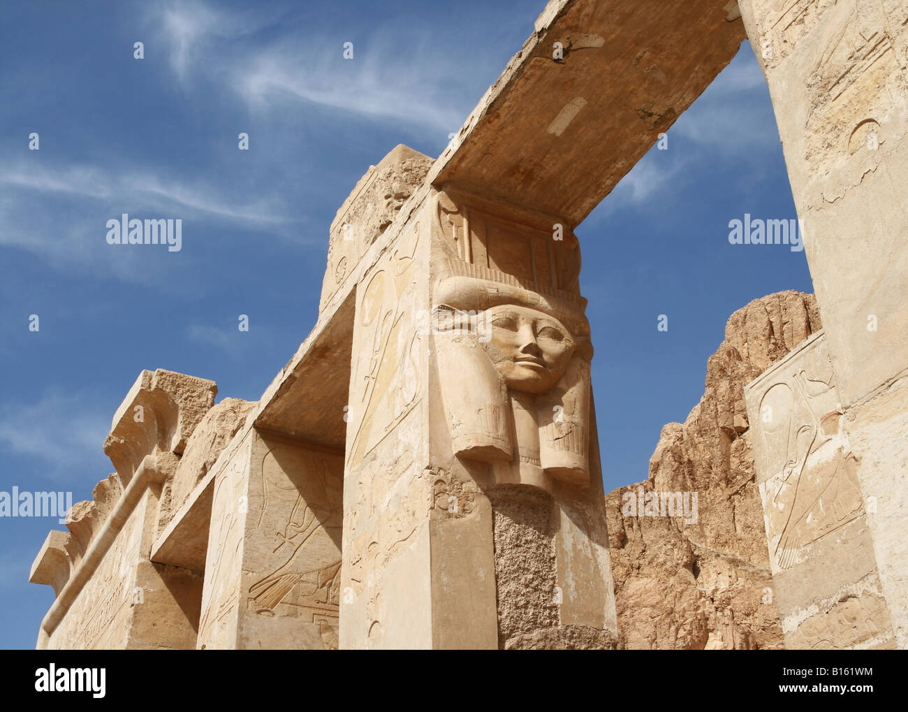 Carving Of A Face Temple Of Hatshepsut Egypt Stock Photo