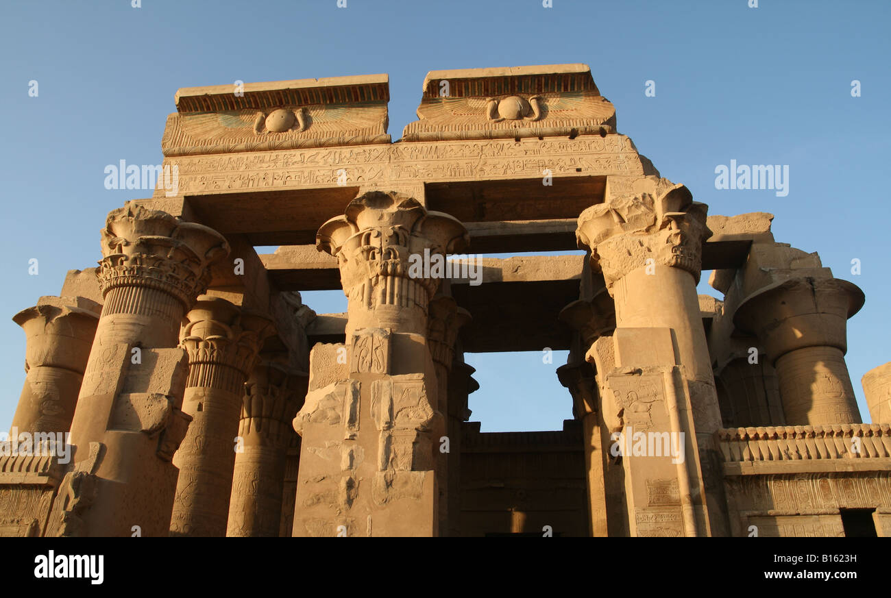 Temple of Kom Ombo Columns and Ruins Stock Photo