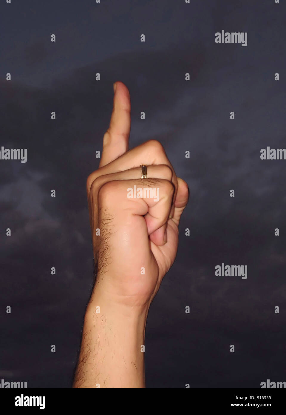 Hand with finger pointing to heaven hi-res stock photography and images ...